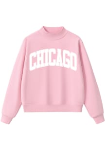 Summit Sportswear Chicago Womens Pink Chicago Mock Neck Crew Sweatshirt