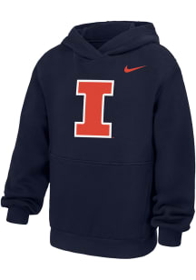 Nike Illinois Fighting Illini Youth Navy Blue Primary Logo Long Sleeve Hoodie