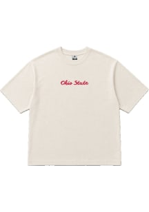 Where I’m From Ohio State Buckeyes Womens Ivory Easy Stripe Short Sleeve T-Shirt