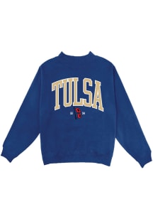 Blue 84 Tulsa Golden Hurricane Womens Blue Mock Neck Crew Sweatshirt