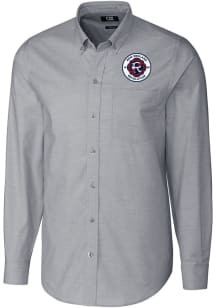 Cutter and Buck New England Revolution Mens Charcoal Stretch Oxford Long Sleeve Dress Shirt