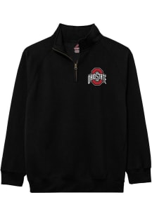 Ohio State Buckeyes Mens Black Essentials Embroidery Long Sleeve Qtr Zip Pullover