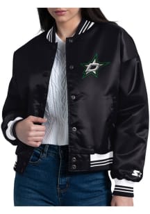 Starter Dallas Stars Womens Black Arch Stripe Satin Medium Weight Jacket