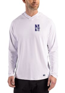 Cutter and Buck Northwestern Wildcats Mens White Prospect Eco Long Sleeve Hoodie