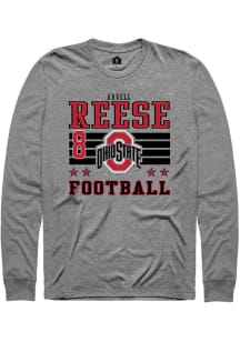 Arvell Reese Ohio State Buckeyes Grey Football NIL Striped Long Sleeve Player T Shirt