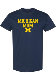 Michigan Wolverines Womens Navy Blue Basic Block Mom Short Sleeve T-Shirt