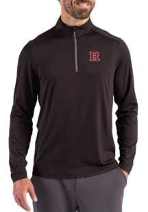 Cutter and Buck Rutgers Scarlet Knights Mens Black Coastline Long Sleeve Qtr Zip Pullover