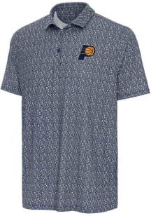 Antigua Indiana Pacers Mens Navy Blue Botanic Short Sleeve Polo