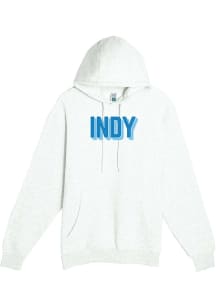 Indianapolis Womens White Drop Shadow Rhinestone Wordmark Hooded Sweatshirt