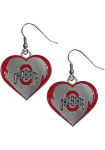 Ohio State Buckeyes Heart Dangle Womens Earrings