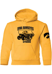 Summit Sportswear Iowa Hawkeyes Youth Gold Farm Strong Long Sleeve Hoodie