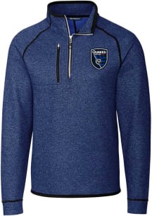 Cutter and Buck San Jose Earthquakes Mens Blue Mainsail Long Sleeve Qtr Zip Pullover