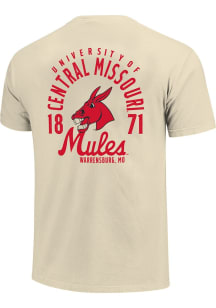 Central Missouri Mules Ivory Mascot Overlay Short Sleeve T Shirt