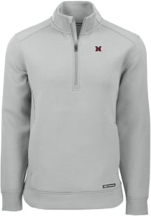 Cutter and Buck Miami RedHawks Mens Ash Roam Long Sleeve Qtr Zip Pullover