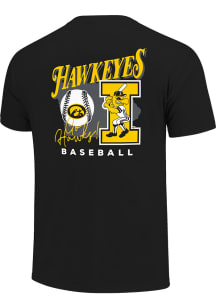 Iowa Hawkeyes Black Hawkeye Baseball Short Sleeve T Shirt