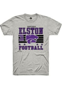 Monterrio Elston K-State Wildcats Ash Football NIL Striped Short Sleeve Player T Shirt