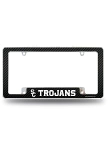 USC Trojans Carbon Fiber All Over Chrome License Plate Frame - Silver