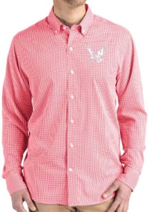 Cutter and Buck Eastern Washington Eagles Mens Red Gingham LS Woven Long Sleeve Dress Shirt