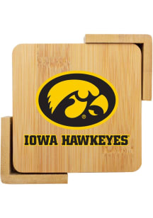 Iowa Hawkeyes 4 pack wooden Coaster - Black