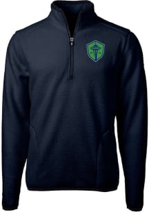 Cutter and Buck Seattle Sounders FC Mens Navy Blue Cascade Sherpa Long Sleeve Qtr Zip Pullover