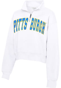 Pitt Panthers Womens White Sport Fleece Qtr Zip