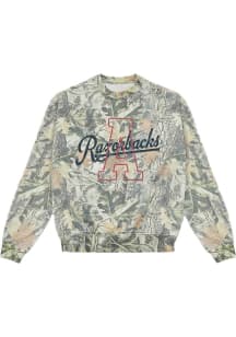 B-Unlimited Arkansas Razorbacks Mens Green Faded Varsity Letter Long Sleeve Sweatshirt
