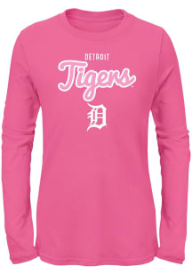 Detroit Tigers Girls Pink Big Game Long Sleeve T-shirt