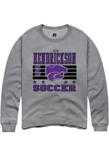 Lily Hendrickson K-State Wildcats Mens Grey NIL Striped Player Crew