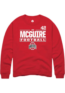 Joe McGuire Ohio State Buckeyes Mens Red Football NIL Stacked Box Player Crew