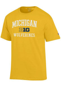 Champion Michigan Wolverines Yellow Big 10 Jersey Short Sleeve T Shirt