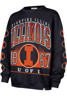 47 Illinois Fighting Illini Womens Navy Blue Go Big Crew Sweatshirt