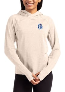 Cutter and Buck Fresno State Bulldogs Womens Oatmeal Vault Adapt Knit Hood Hooded Sweatshirt