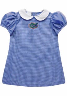 Vive La Fete Florida Gators Toddler Girls Blue Gingham Collar Short Sleeve Dress