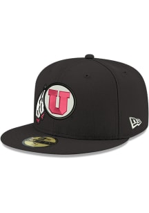 New Era Utah Utes Mens Black 59FIFTY Fitted Hat