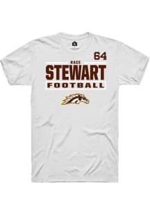 Race Stewart Western Michigan Broncos White Football NIL Stacked Box Short Sleeve Player T Shirt