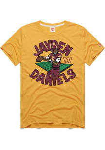 Jayden Daniels Washington Commanders Gold Player Action Short Sleeve Fashion Player T Shirt