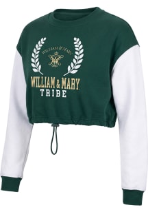 William & Mary Tribe Womens Green Colorblock Laurel Crew Sweatshirt