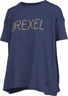 Pressbox Drexel Dragons Womens Navy Blue Swirl Script Short Sleeve T-Shirt