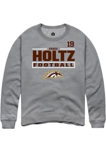 Vance Holtz Western Michigan Broncos Mens Grey Football NIL Stacked Box Player Crew