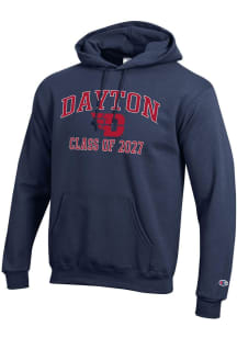 Champion Dayton Flyers Mens Navy Blue Font Class of 2027 Powerblend Long Sleeve Hoodie