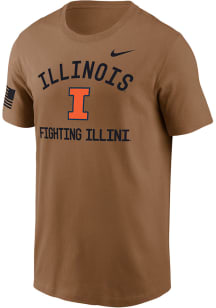Nike Illinois Fighting Illini Brown Military Appreciation DriFit Short Sleeve T Shirt