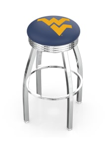 West Virginia Mountaineers 3 Ring Chrome Seat Pub Stool - Silver