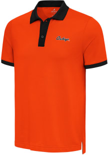Antigua Oklahoma State Cowboys Mens Orange Noble Colorblock Short Sleeve Polo