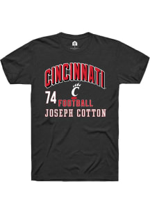 Joseph Cotton Cincinnati Bearcats Black Football NIL Arch Logo Short Sleeve Player T Shirt