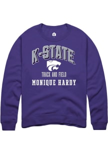 Monique Hardy  Rally K-State Wildcats Mens Purple NIL Arch Logo Long Sleeve Crew Sweatshirt