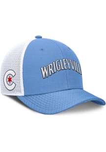 Nike Chicago Cubs City Connect Structured Wordmark Rise Meshback Adjustable Hat - Light Blue