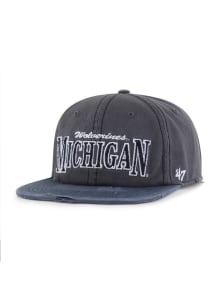 47 Michigan Wolverines Charcoal Cragged Captain Relaxed Mens Snapback Hat