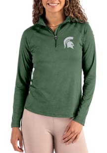 Cutter and Buck Michigan State Spartans Womens Green Coastline Qtr Zip