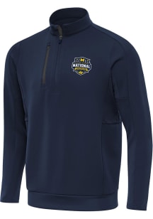 Antigua Michigan Wolverines Mens Navy Blue 2026 MBB Champions Generation Long Sleeve Qtr Zip Pullo..