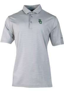 Columbia Baylor Bears Mens Grey Heat Seal Double Hit Short Sleeve Polo
